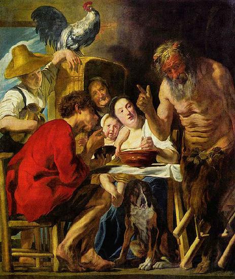 Jacob Jordaens The Satyr and the Peasant Spain oil painting art